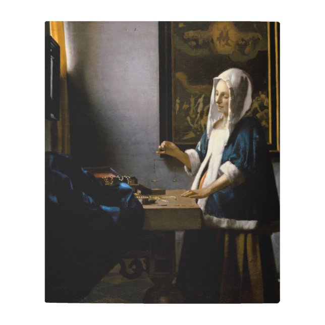 Johannes Vermeer - Woman Holding a Balance Metal Print (Front)