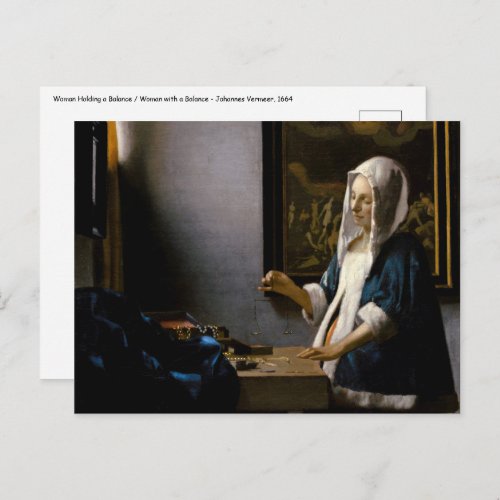 Johannes Vermeer _ Woman Holding a Balance Postcard
