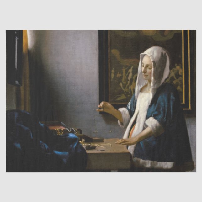 Johannes Vermeer - Woman Holding a Balance Tissue Paper (Front)