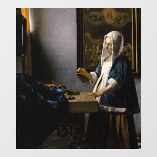 Johannes Vermeer _ Woman Holding a Balance Window Cling