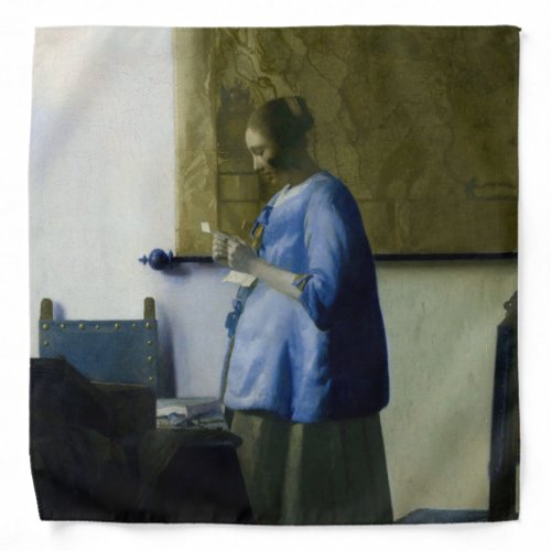 Johannes Vermeer _ Woman in Blue Reading a Letter Bandana
