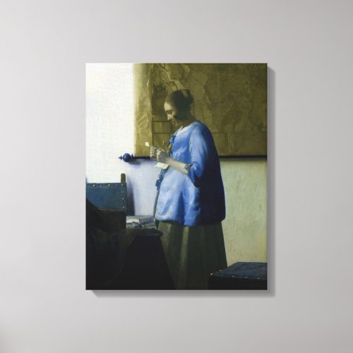 Johannes Vermeer _ Woman in Blue Reading a Letter Canvas Print