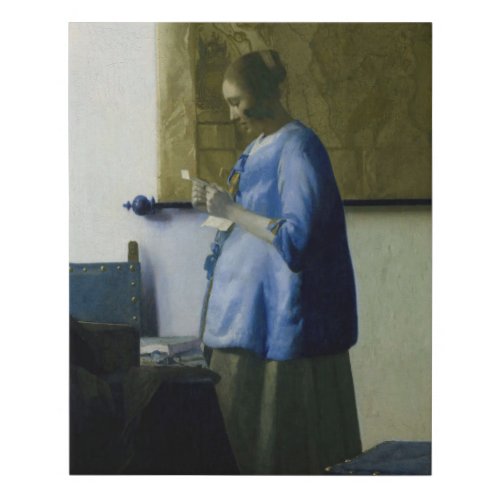 Johannes Vermeer _ Woman in Blue Reading a Letter Faux Canvas Print