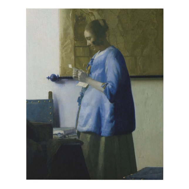 Johannes Vermeer - Woman in Blue Reading a Letter Faux Canvas Print (Front)