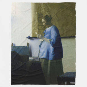 Johannes Vermeer - Woman in Blue Reading a Letter Fleece Blanket