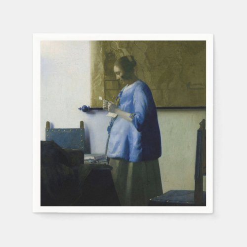 Johannes Vermeer _ Woman in Blue Reading a Letter Napkins