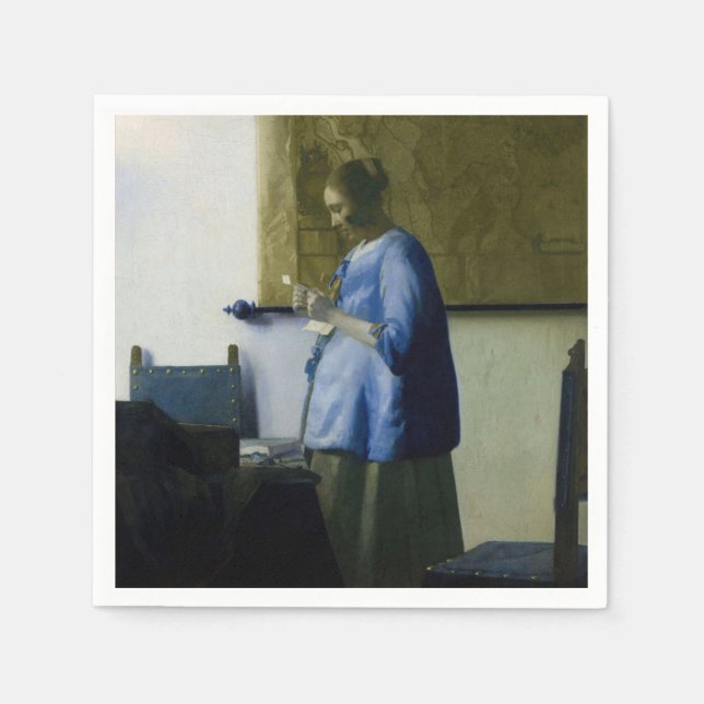 Johannes Vermeer - Woman in Blue Reading a Letter Napkins (Front)