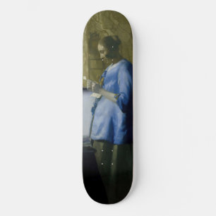 Johannes Vermeer - Woman in Blue Reading a Letter Skateboard