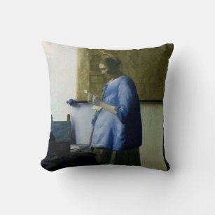 Johannes Vermeer - Woman in Blue Reading a Letter Throw Pillow