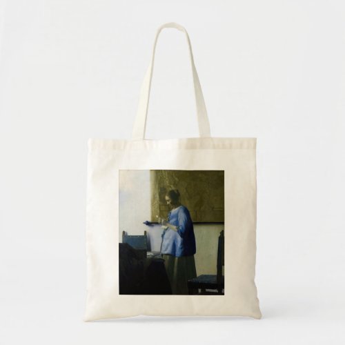 Johannes Vermeer _ Woman in Blue Reading a Letter Tote Bag