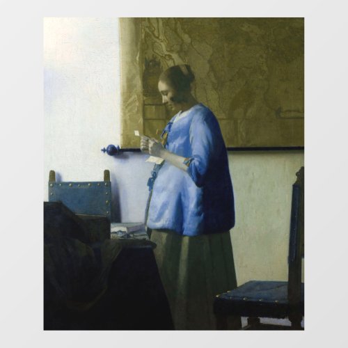 Johannes Vermeer _ Woman in Blue Reading a Letter Window Cling