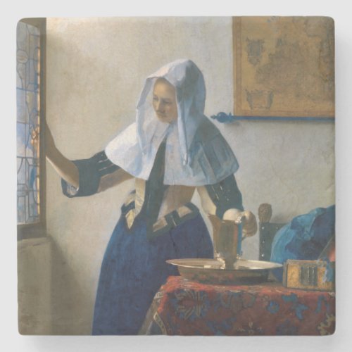 Johannes Vermeer _ Woman with a Water Pitcher Stone Coaster