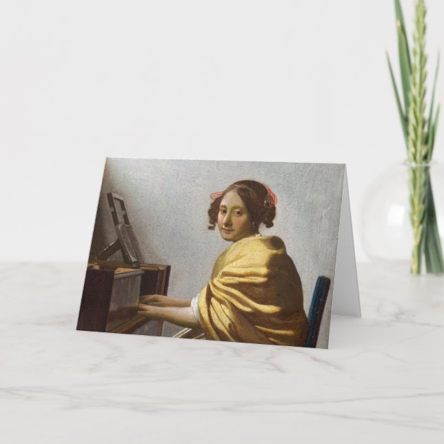 Johannes Vermeer - Young Woman Seated at Virginal Card (Front)