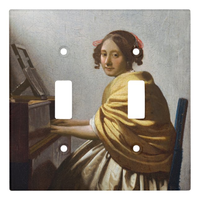 Johannes Vermeer - Young Woman Seated at Virginal Light Switch Cover (Front)