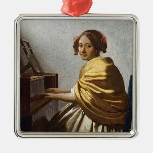 Johannes Vermeer _ Young Woman Seated at Virginal Metal Ornament