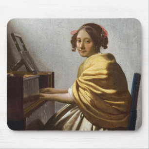 Johannes Vermeer - Young Woman Seated at Virginal Mouse Pad