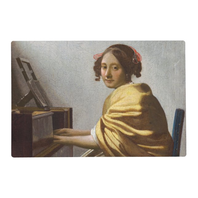 Johannes Vermeer - Young Woman Seated at Virginal Placemat (Front)