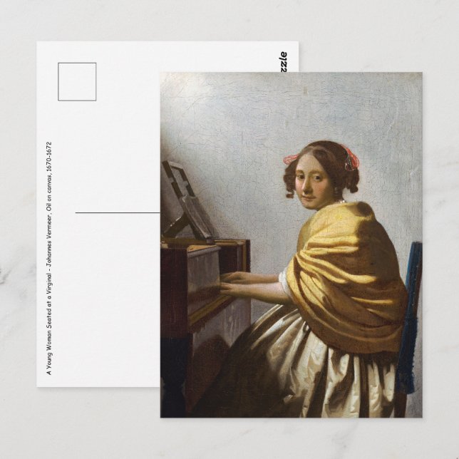 Johannes Vermeer - Young Woman Seated at Virginal Postcard (Front/Back)