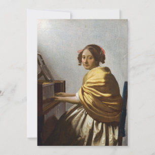 Johannes Vermeer - Young Woman Seated at Virginal Thank You Card
