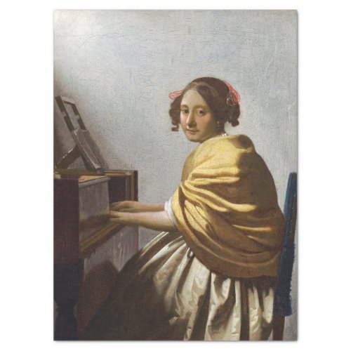 Johannes Vermeer _ Young Woman Seated at Virginal Tissue Paper