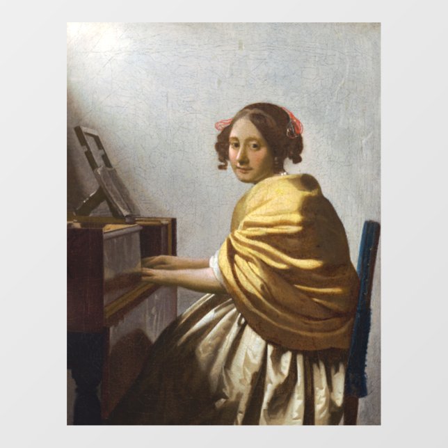 Johannes Vermeer - Young Woman Seated at Virginal Window Cling (Sheet)