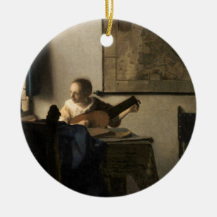 Johannes Vermeer - Young Woman with a Lute Ceramic Ornament