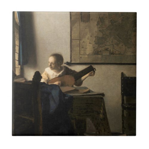 Johannes Vermeer _ Young Woman with a Lute Ceramic Tile