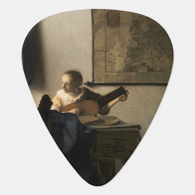 Johannes Vermeer - Young Woman with a Lute Guitar Pick (Front)