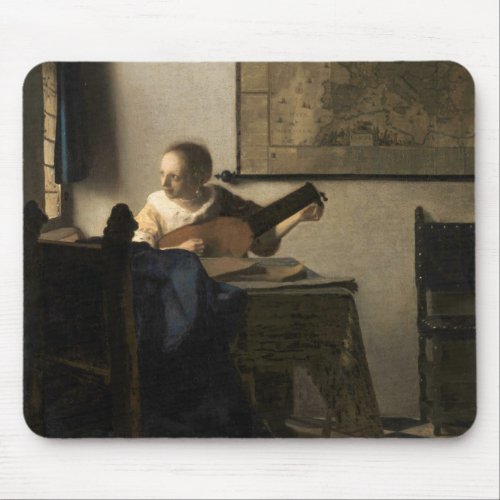 Johannes Vermeer _ Young Woman with a Lute Mouse Pad