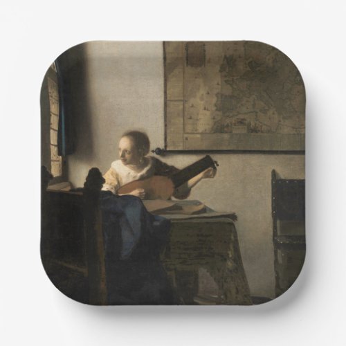 Johannes Vermeer _ Young Woman with a Lute Paper Plates