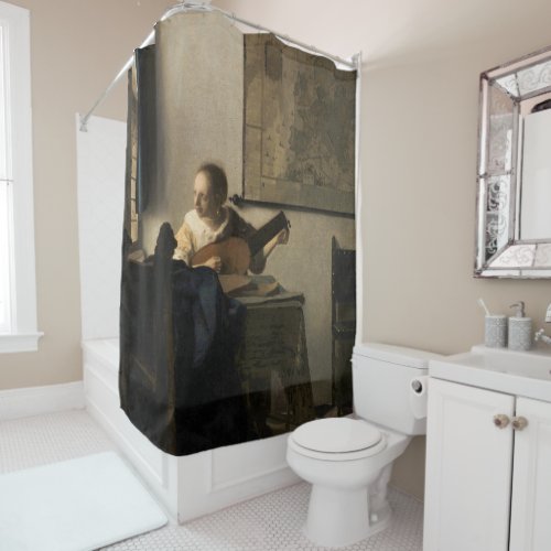 Johannes Vermeer _ Young Woman with a Lute Shower Curtain