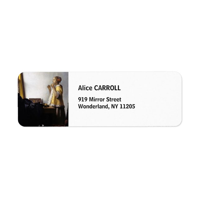 Johannes Vermeer - Young Woman with Pearl Necklace Label (Front)