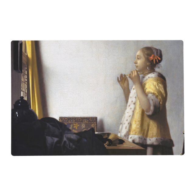 Johannes Vermeer - Young Woman with Pearl Necklace Placemat (Front)