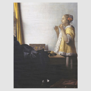 Johannes Vermeer - Young Woman with Pearl Necklace Tissue Paper