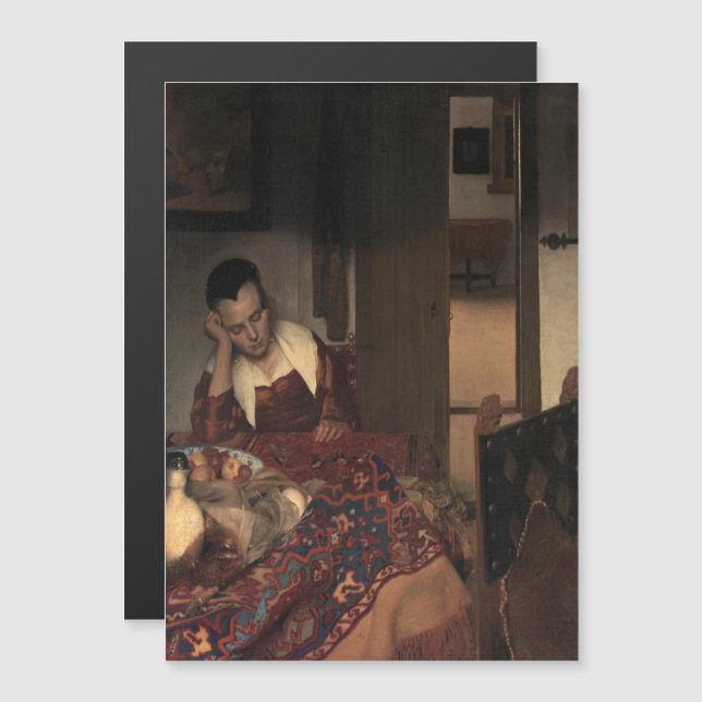 Johannes Vermeer, Young Women Sleeping Magnetic Invitation (Front/Back)