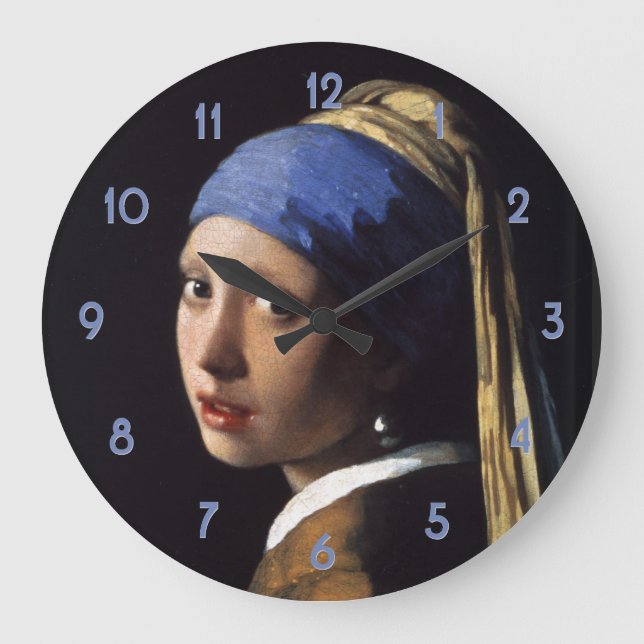 Johannes Vermeer's Girl with a Pearl Earring Large Clock (Front)