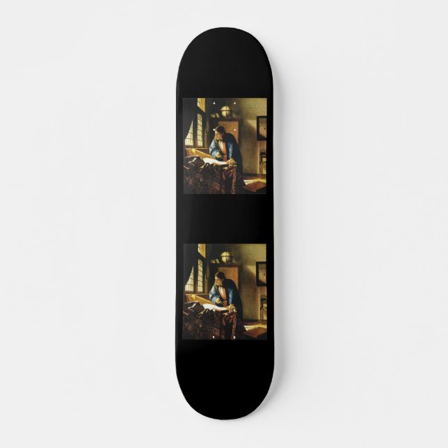 Johannes Vermeer's The Geographer (circa 1669) Skateboard Deck (Front)
