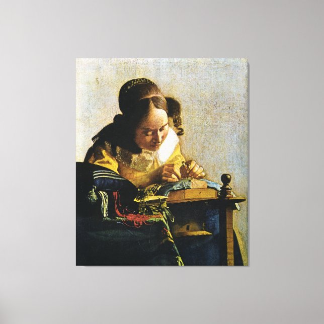 Johannes Vermeer's The Lacemaker (circa 1670) Canvas Print (Front)