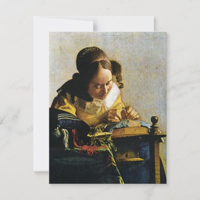 Johannes Vermeer's The Lacemaker (circa 1670) Invitation (Front)