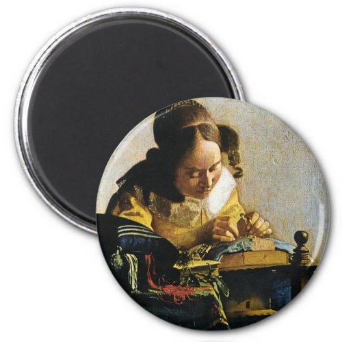 Johannes Vermeers The Lacemaker circa 1670 Magnet