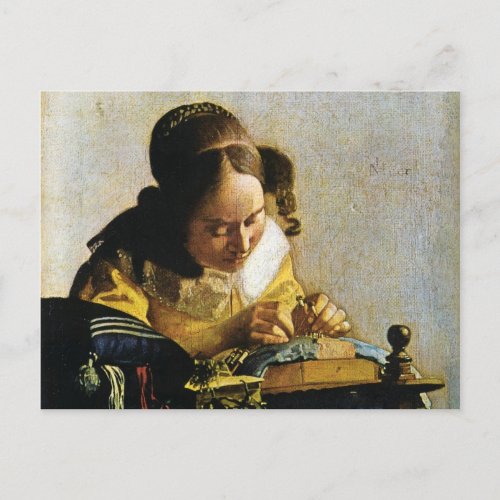 Johannes Vermeers The Lacemaker circa 1670 Postcard