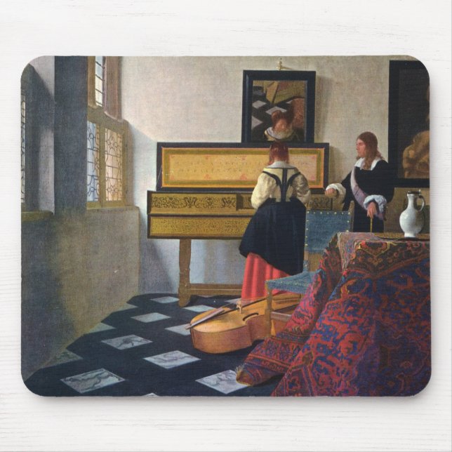 Johannes Vermeer's The Music Lesson (circa1663) Mouse Pad (Front)