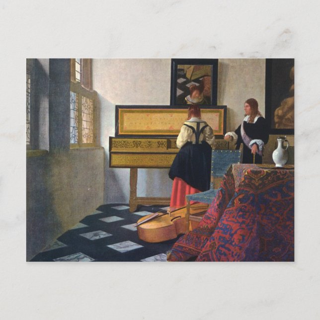 Johannes Vermeer's The Music Lesson (circa1663) Postcard (Front)
