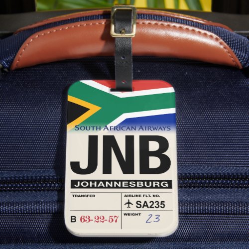 Johannesburg JNB S Africa Airline Luggage Tag