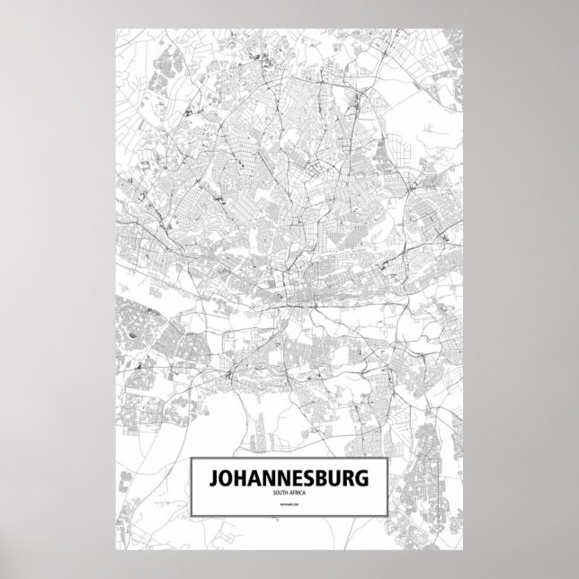 Johannesburg, South Africa (black on white) Poster (Front)