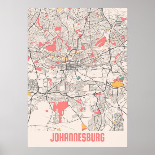 Johannesburg _ South Africa Chalk City Map Poster