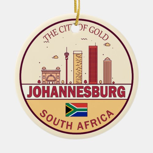 Johannesburg South Africa City Skyline Emblem Ceramic Ornament