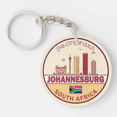 Johannesburg South Africa City Skyline Emblem Keychain