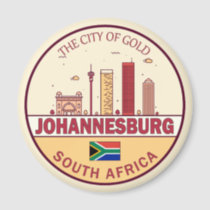 Johannesburg South Africa City Skyline Emblem Magnet