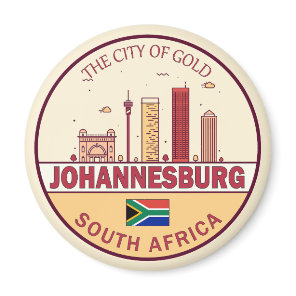 Johannesburg South Africa City Skyline Emblem Magnet